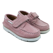 Load image into Gallery viewer, Pink Suede boat shoes with white details
