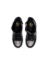Load image into Gallery viewer, High-top sneakers in silver glitter fabric with calf lining leather
