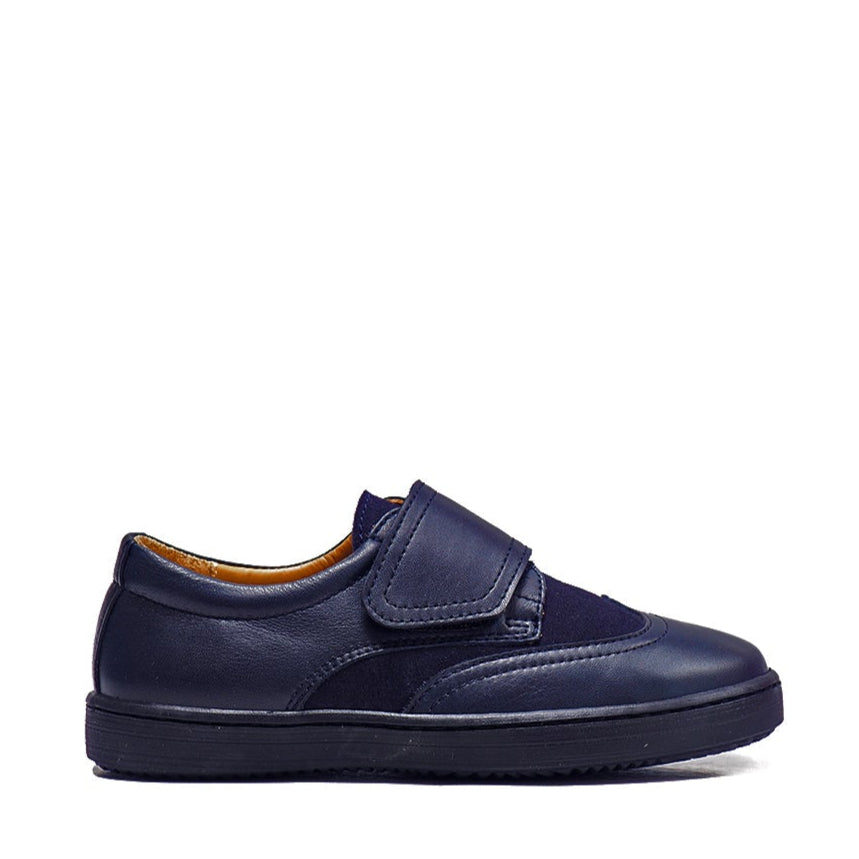 Single strap sneakers in blue kip and blue velour