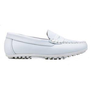 Penny loafers in full white leather