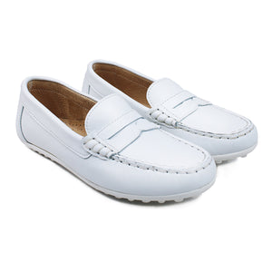 Penny loafers in full white leather