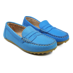 Penny loafers in royal blue leather