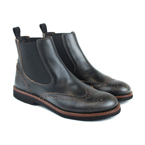 Chelsea boot in Anthracite calf leather with vintage effect
