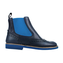 Load image into Gallery viewer, Chelsea boot in blue calf leather and bluette elastic and rubber sole
