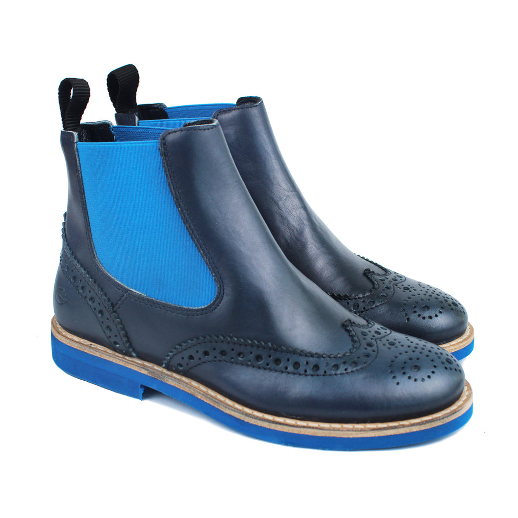 Chelsea boot in blue calf leather and bluette elastic and rubber sole