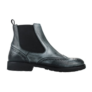 Chelsea boot in black calf leather with vintage effect