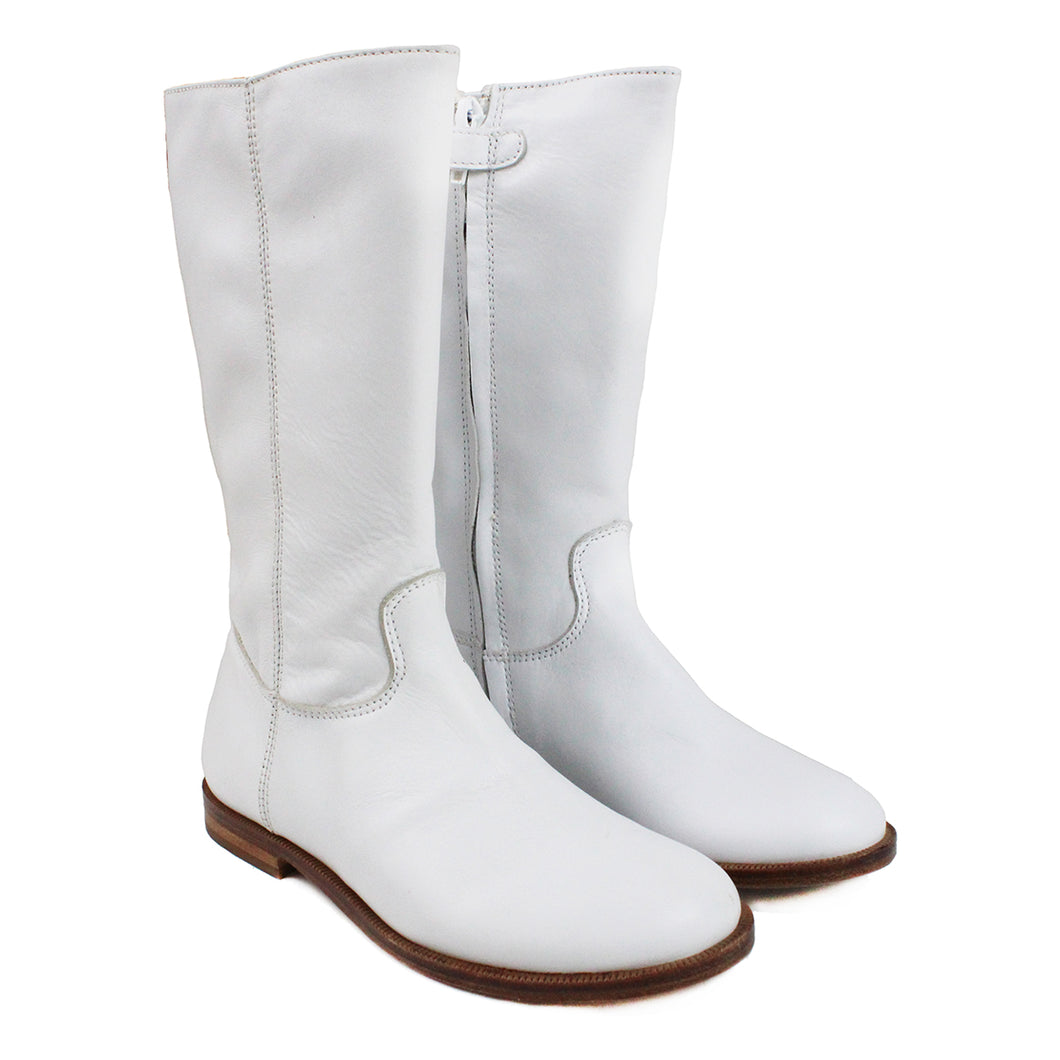 Ankle boot in white nappa leather