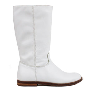 Ankle boot in white nappa leather