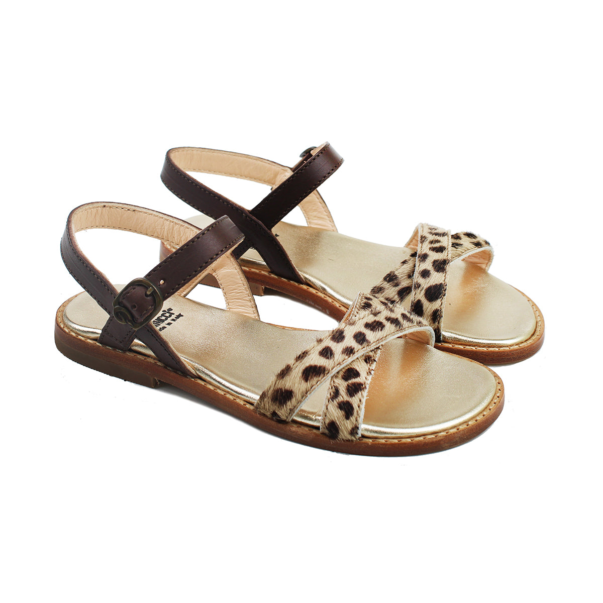 Sandals in pony and calfskin leather