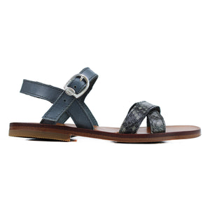 Sandals in grey snake-style leather