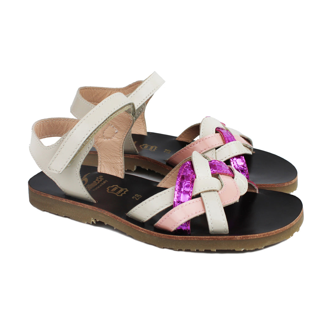 Sandals in beige/pink/violet leather
