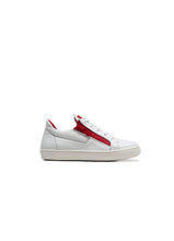 Load image into Gallery viewer, Double Red Zip Sneakers in White Calf Leather
