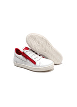 Load image into Gallery viewer, Double Red Zip Sneakers in White Calf Leather
