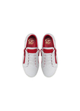 Load image into Gallery viewer, Double Red Zip Sneakers in White Calf Leather
