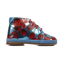 Carica l&#39;immagine nel visualizzatore di Gallery, Toddler Baby shoes in electric blue leather with printed tulips
