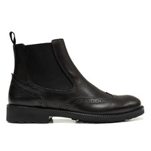 Carica l&#39;immagine nel visualizzatore di Gallery, Brogue Chelsea boots in black calf
