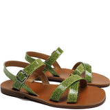 Sandals in Green Glitter Pvc and Leather Lining
