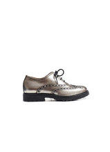 Load image into Gallery viewer, Brogue oxford in black and silver leather
