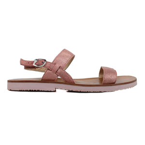 Sandals with sigle strap in iridescent pink leather