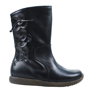 Toddler Boots in navy leather with leather roses