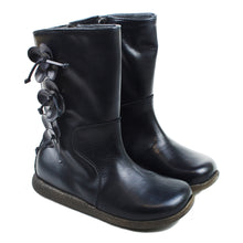Load image into Gallery viewer, Toddler Boots in navy leather with leather roses
