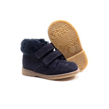 Double Strap Desert Boots in Blue Suede Leather