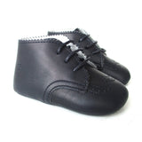 Newborn Brogue Shoes in Navy Calfskin Leather