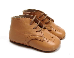 Newborn brogue Shoes in light brown leather