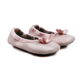 Newborn Ballerinas in Pink Calfskin Leather