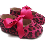 Newborn Shoes in Pink Suede Animalier Leather