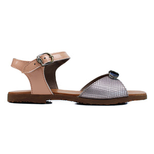 Sandals in leather color blocks