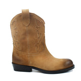 Texan boots in tan suede and vintage effect