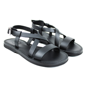 Monk Sandals in black leather and rubber soles