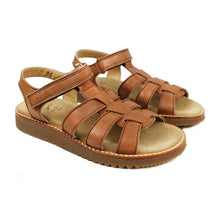 Load image into Gallery viewer, Sandals in tan leather, multistrap upper and light rubber sole
