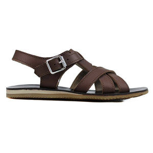 Monk Sandals in brown leather and rubber soles