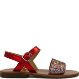 Sandals in Red Calfskin Leather with Glitter