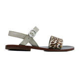 Sandals in patent leather and animalier pony leather