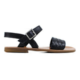 Sandals in black woven leather and rubber sole