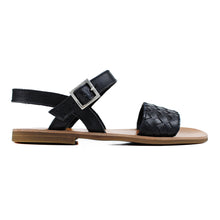 Load image into Gallery viewer, Sandals in black woven leather and rubber sole
