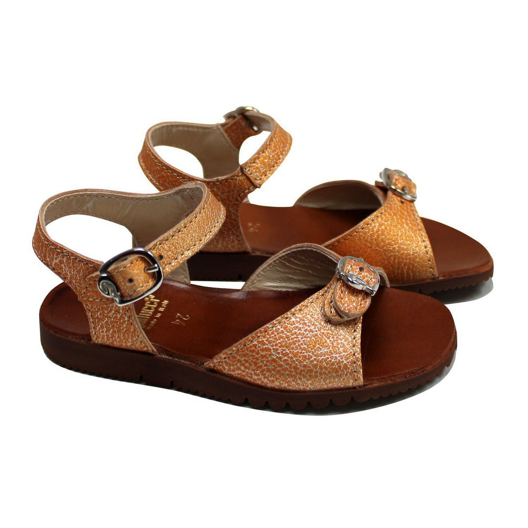 Sandals in golden rust leather