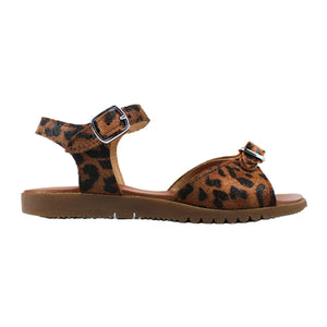 Sandals in leather with animalier details and buckle