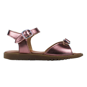 Sandals in vintage pink leather with buckle