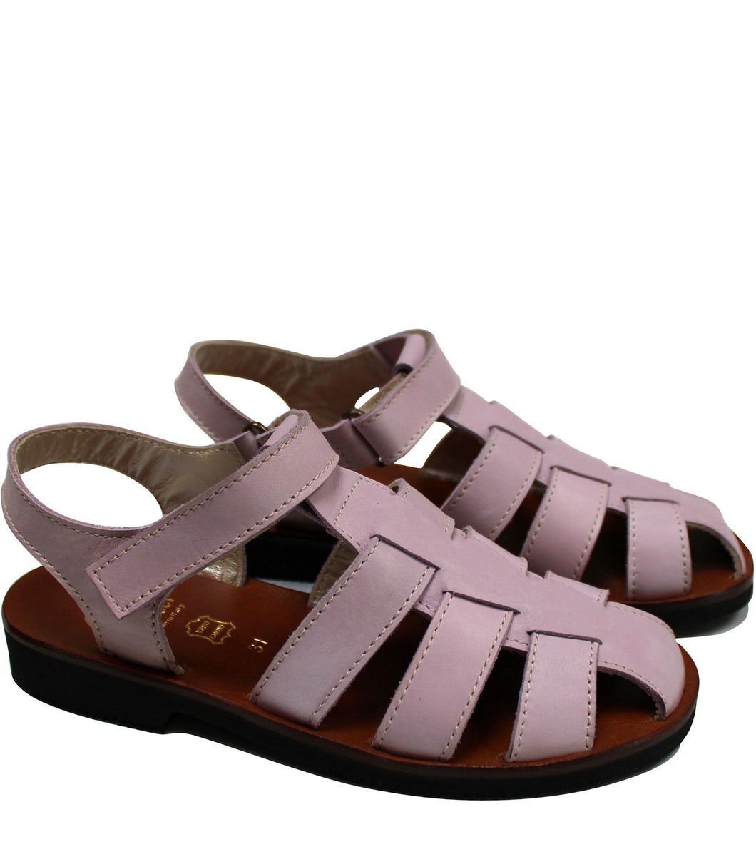 Straps sandals in liliac leather