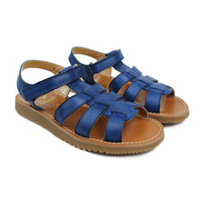 Load image into Gallery viewer, Sandals in royal blue leather and rubber soles
