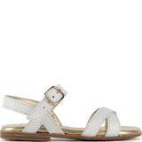 Sandals cross strap in white patent leather
