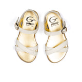 Sandals cross strap in white patent leather