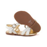 Sandals cross strap in white patent leather