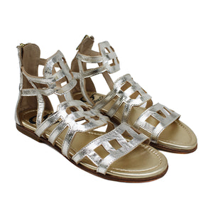 Roman sandals in platinum leather