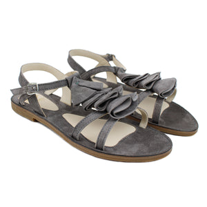 Sandals in Anthracite suede and leather details on top