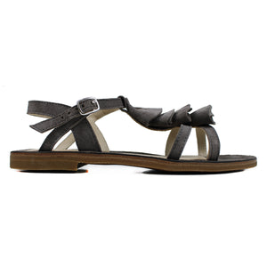 Sandals in Anthracite suede and leather details on top